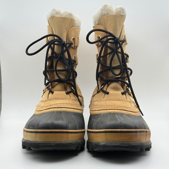 Sorel Caribou Snow Boots Mens 10 Tan Waterproof Leather Faux Fur Winter main image 7